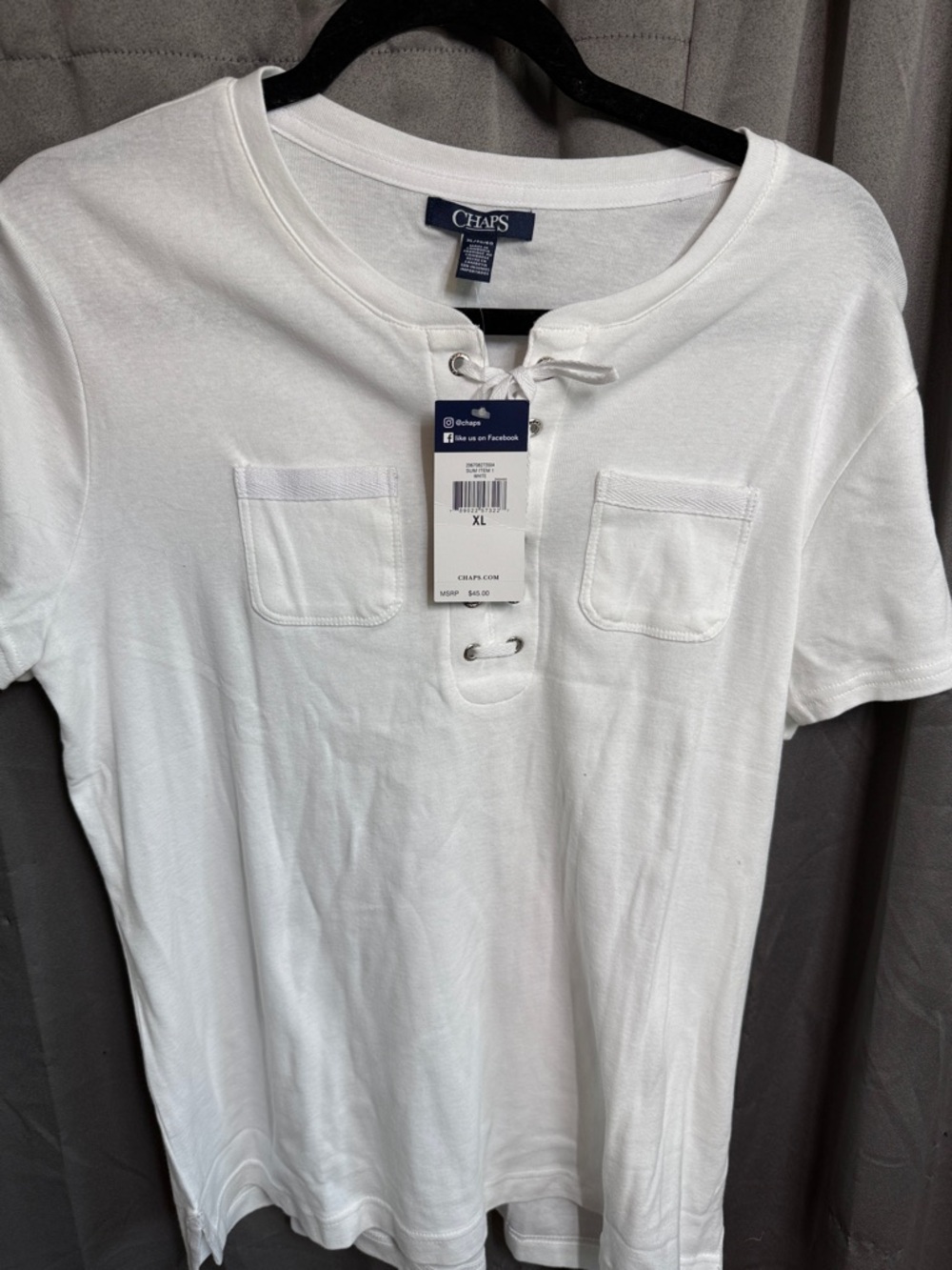 Chaps Men’s White Short-Sleeve Henley Polo